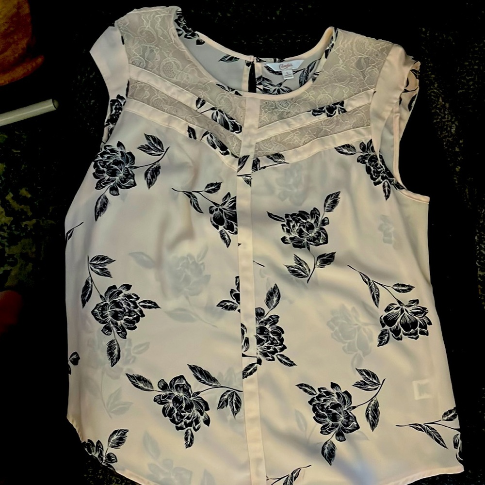 Large light pink floral blouse